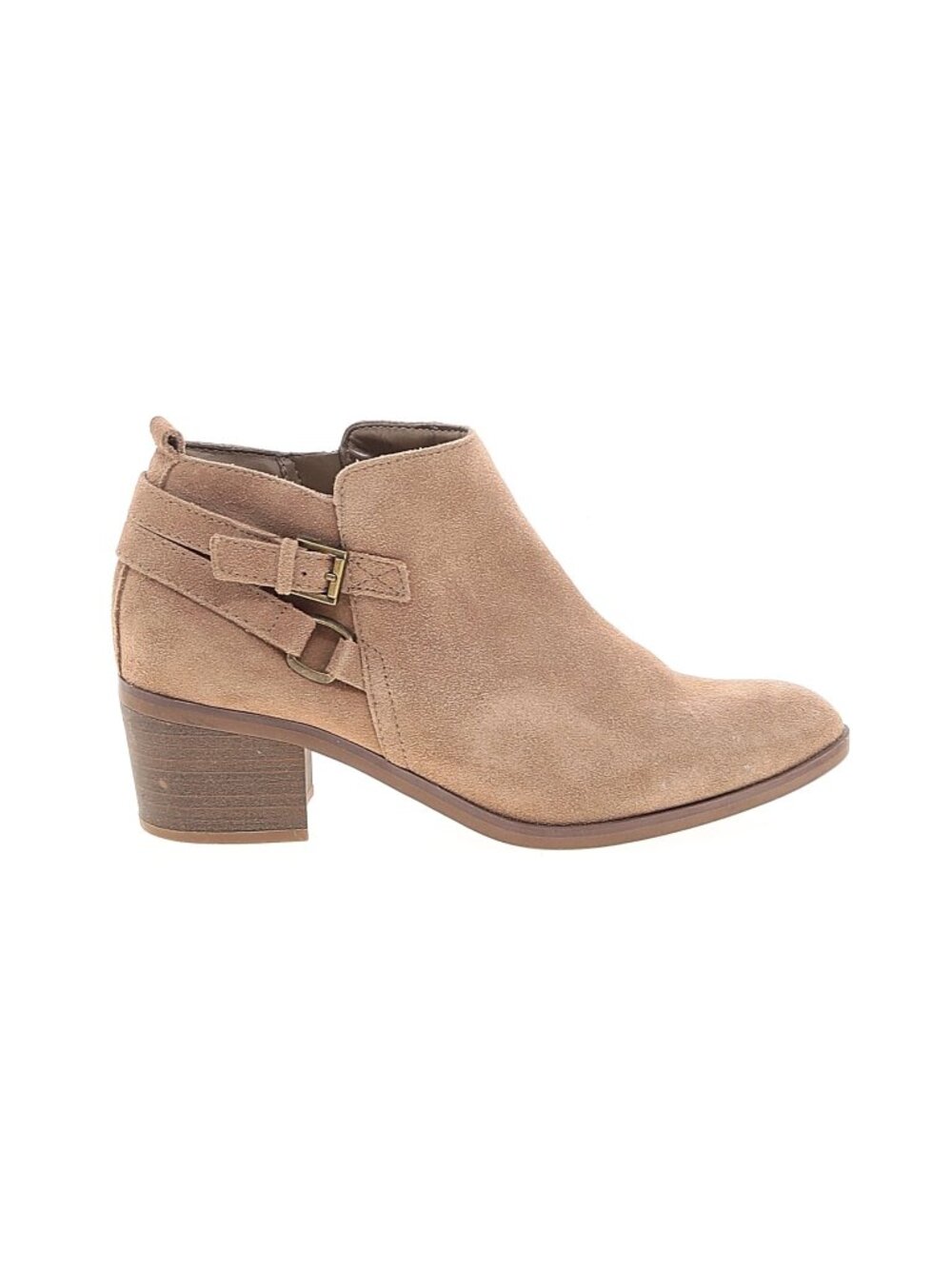 Sonoma Tan Suede Ankle Booties 10 Womens Side Zip Leather Taupe Ortholite